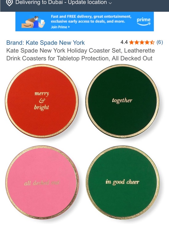 kate spade Other - Kate Spade New York Holiday Leatherette Coaster Set - Red, Green, Pink, Gold